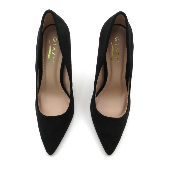 LURNYET BLACK SUEDE Women Pointed-Toe Pumps with Stiletto 4 inch Heels - Picture 5 of 5